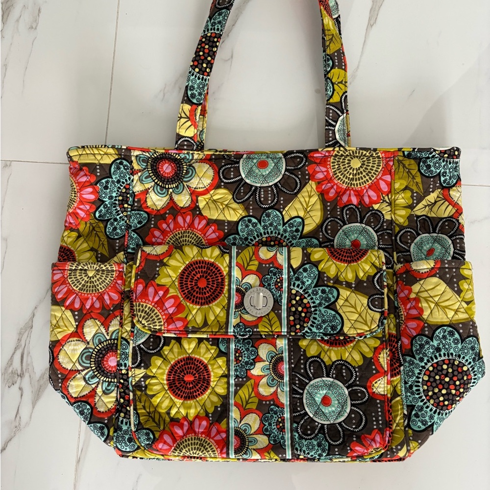 Vera Bradley Flower Shower Turn lock  Tote NWOT RARE